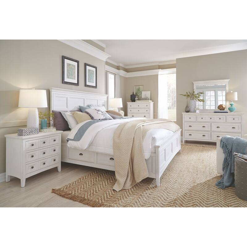 Magnussen Home Heron Cove Chalk White And Dovetail Grey Drawer Dresser With Landscape Mirror