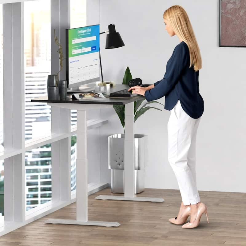 Rise Up Dual Motor Electric Standing Desk 60x30 1-pc Black Desktop