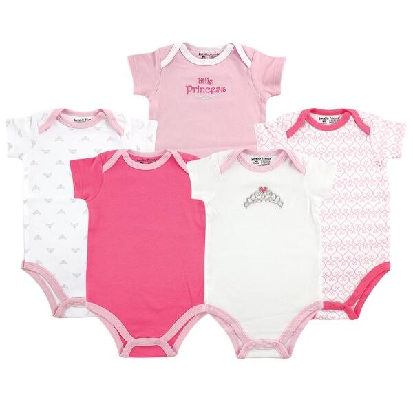 slide 1 of 1, Luvable Friends Baby Girl Cotton Bodysuits 5pk, Tiara 0-3 Months - Tiara