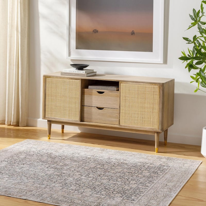 Livabliss Transitional Amelie Medallion Washable Area Rug - 8'10" x 12' - Black/Taupe