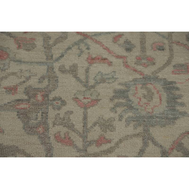 All-Over Floral Oushak Vegetable Dye Area Rug, Floral Geometric Carpet - 10' 4'' X 8' 5''