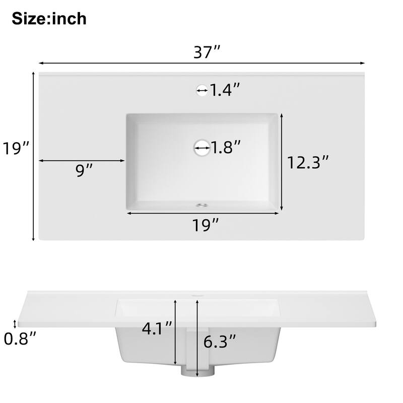 Ansel Freestanding Bathroom Vanity with Single Sink, One Glass Shelf, Metal Legs