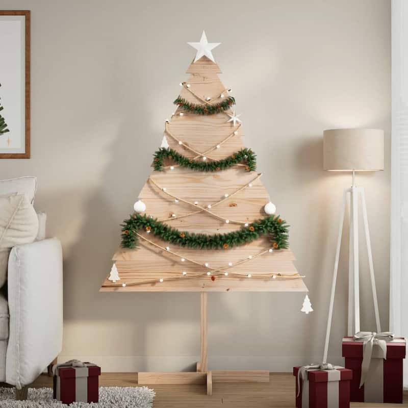 vidaXL Wooden Christmas Tree for Decoration Xmas Holiday Ornament Solid Wood - 59.1 in