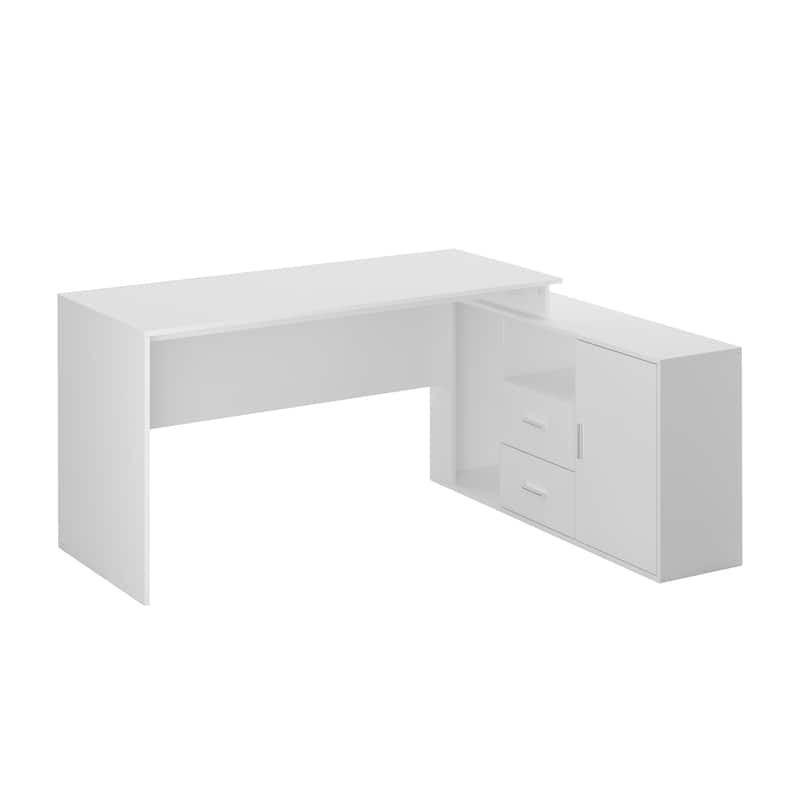 Timechee Office Computer Desk L Shaped Corner Desk Drawers Shelves