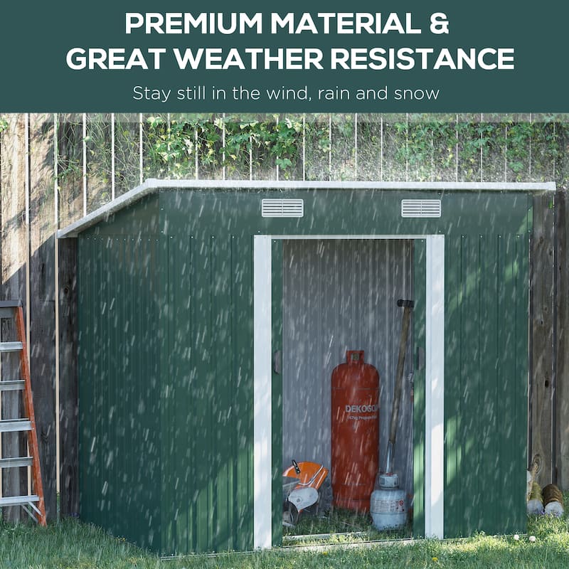 Outsunny 7' x 4' Metal Outdoor Storage Shed, Dark Green