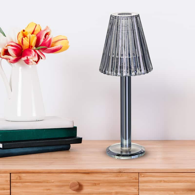 12 Inch Crystal Glass Candle Lamp with Stylish Glass Shade for Decor