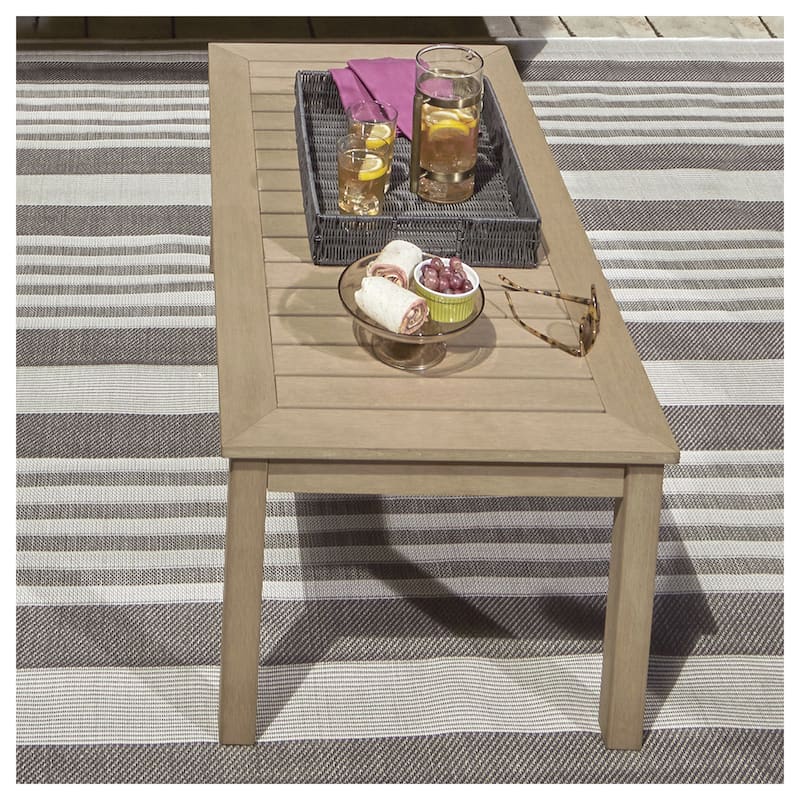 Signature Design by Ashley Hallow Creek Driftwood Outdoor Coffee Table - 48.75" W x 24.13" D x 18.13" H - Driftwood - 48.75" W x 24.13" D x 18.13" H