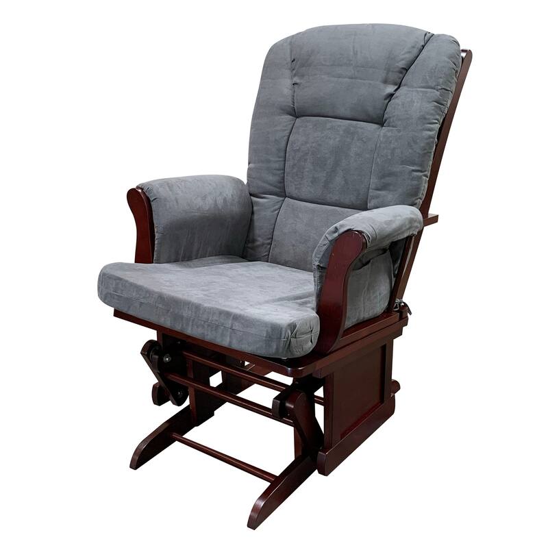 Transitional 31" Ottoman Gliders Chair with Cherry Finish Frame and Footstool