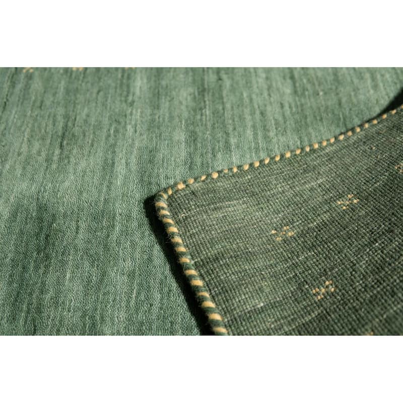 Hand Knotted Wool GREEN Modern Solid Modern Loom Area Rug