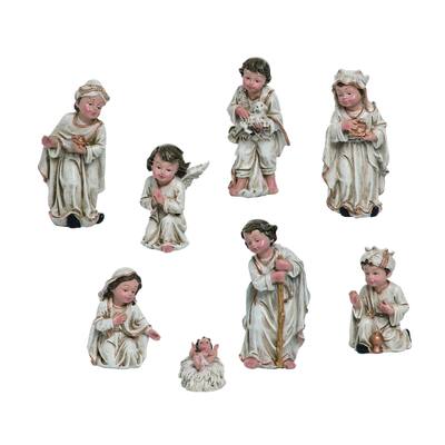 Transpac Resin 5 in. Multicolor Christmas Kid Nativity Set of 8