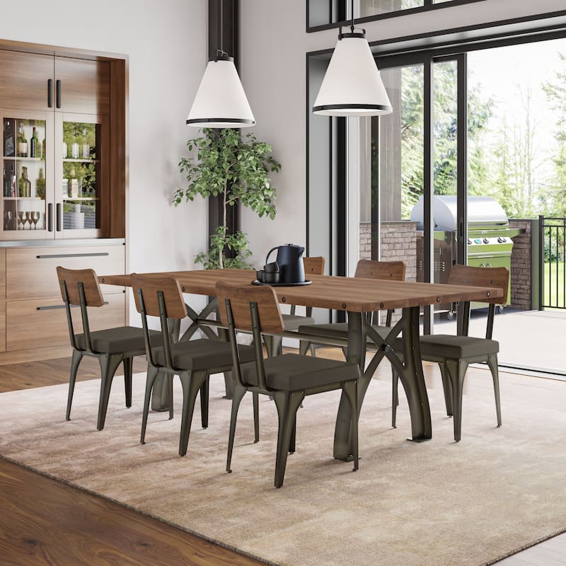 Amisco Sierra Solid Wood Table and Symmetry Chairs Dining Set