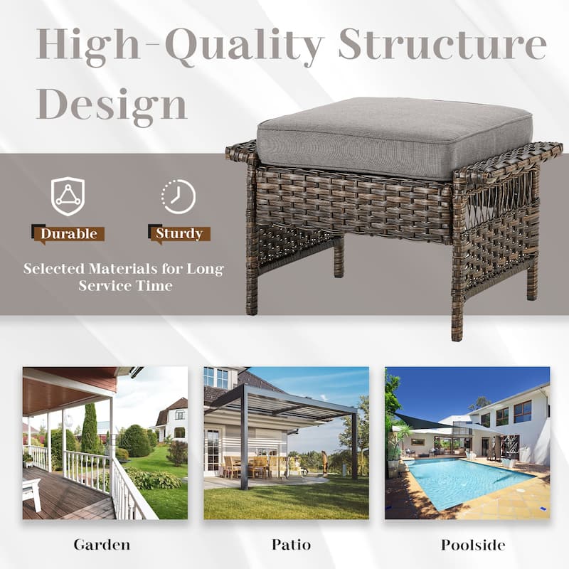 Gymojoy Outdoor Sofa, Club Chairs, Coffee Table and Ottomans Set of 7