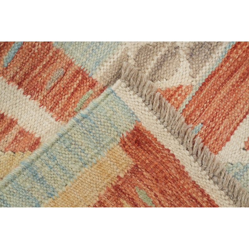 Hand Woven Oriental 100% Wool Carpet Southwestern Tribal Navy Blue & Blues Kilim Area Rug - 5' 11'' X 4' 0''