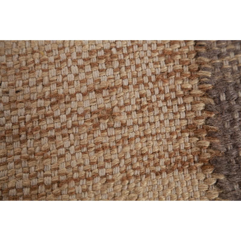 Hand Woven Oriental 100% Jute Carpet Southwestern Modern Beige & Ivories Kilim Area Rug - 9' 7'' X 8' 9''