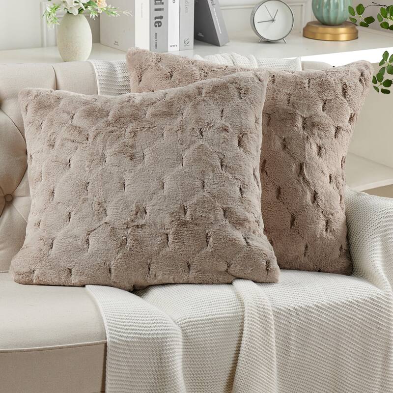 Serenta JacquardRabbit FauxFur Pillow Cover 2 Piece, NO INSERT