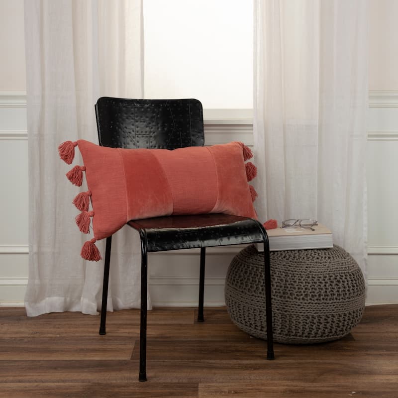 Rizzy Home Geometric Throw Pillow with Tassels
