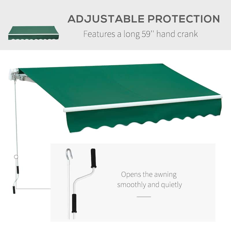 Outsunny 8' x 6.6' Patio Retractable Awning/Manual Exterior Sun Shade Deck Window Cover