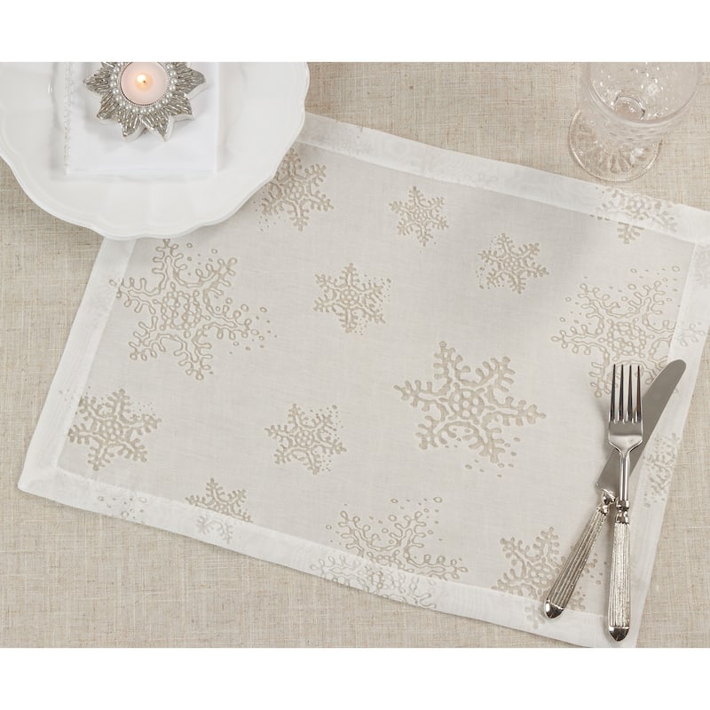 Holiday Placemats With Burnout Snowflake Design (Set of 4)