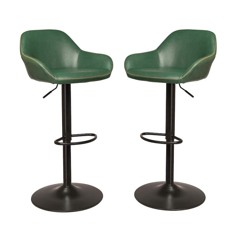Glitzhome Mid-Century Height Adjustable Faux Leather Swivel Counter Bar Stools