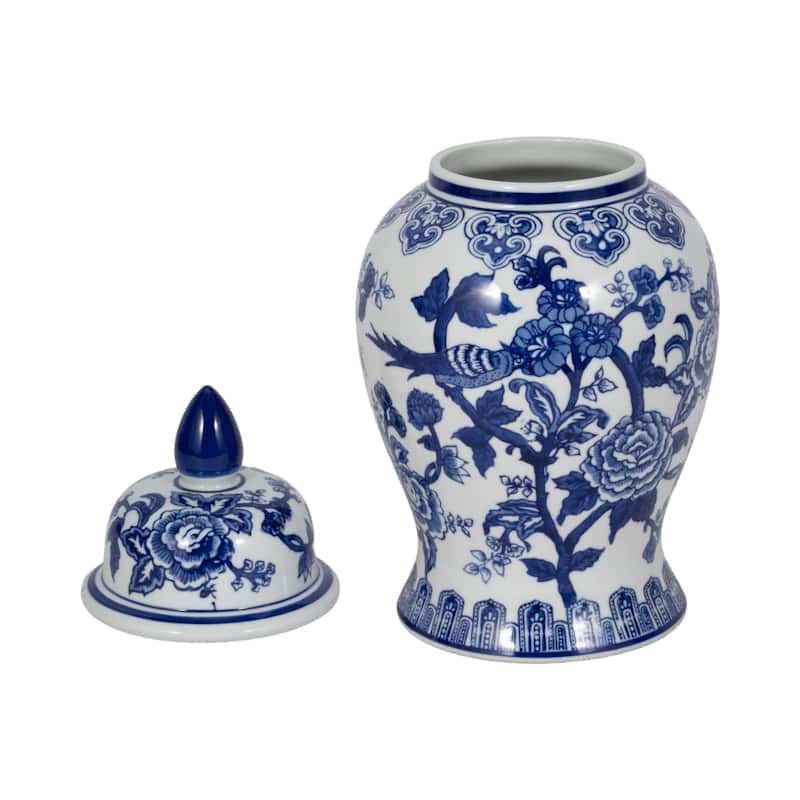 Sagebrook Home Ceramic Chinoiserie Ginger Jar with Lid