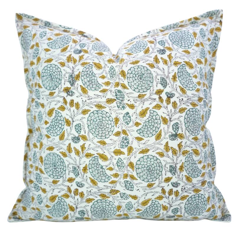 Fabdivine Handmade Block Print Cushion Cover Throw Home Décor Double Oxford Edges Pillow Case