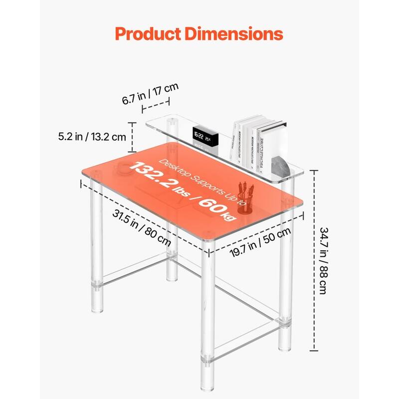 Modern Clear Acrylic Table with Strong Reinforced Legs Ideal for Office Bedroom or Living Room