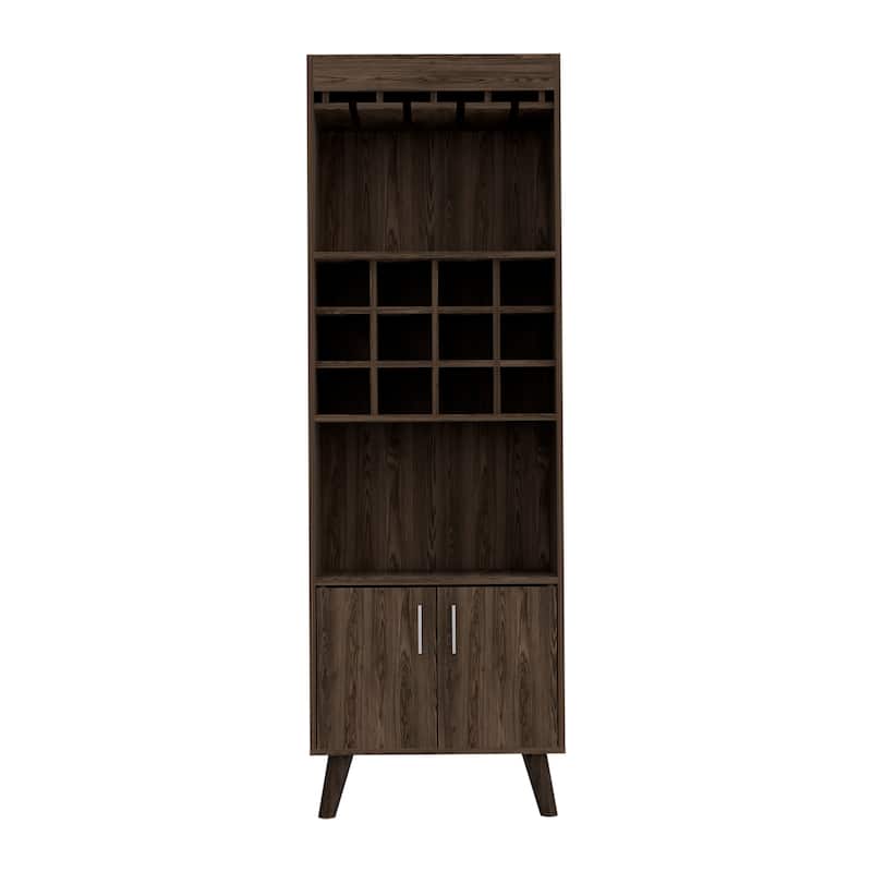 Kisco 1-Drawer 2-Shelf Bar Cabinet Dark Walnut