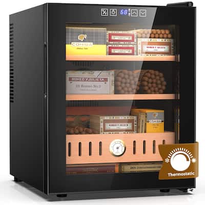 50L Thermostatic Electric Humidor, 300 Counts Large Cigar Humidor, Cooling and Heating Temperature Control