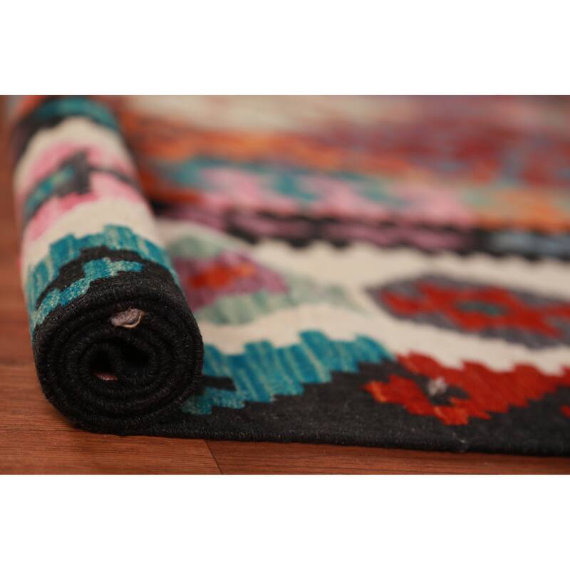 Kilim Oriental Area Rug Flatweave Multi-Color Bedroom Wool Carpet - 8'4"x 11'9"