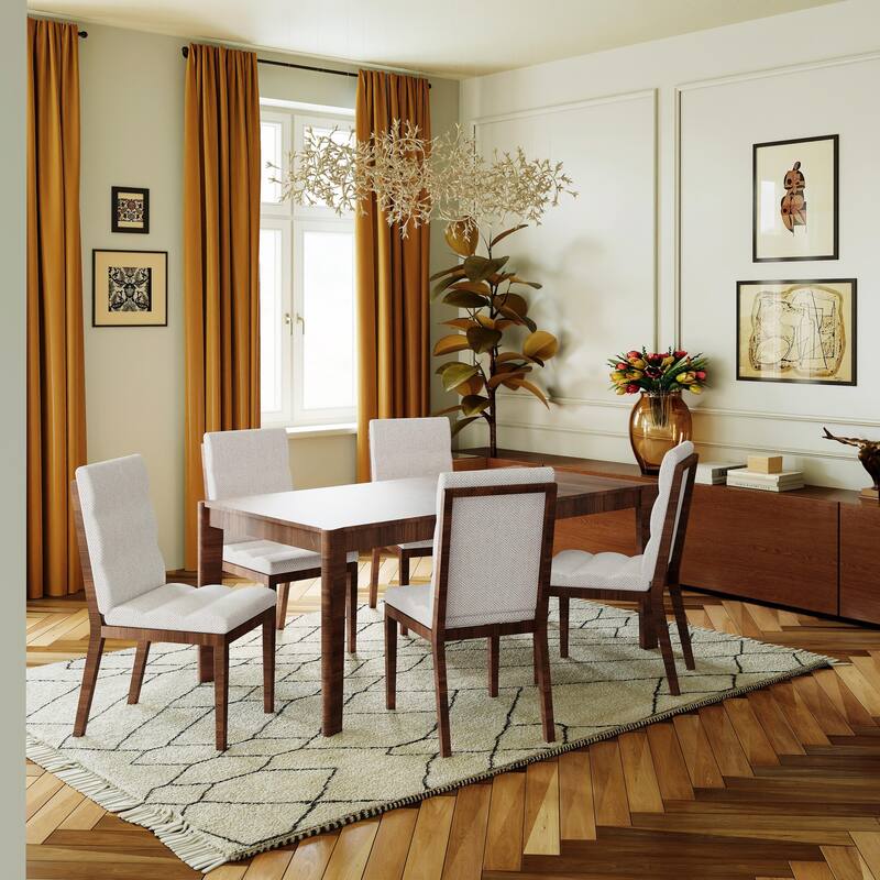 Comfy Tufted Chairs Set of 2 - Walnut Finish & High-Density Foam