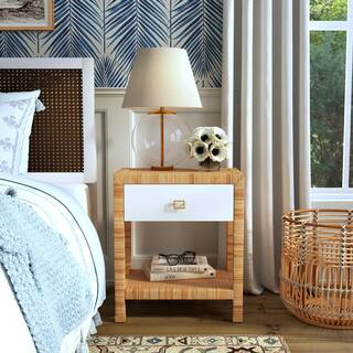 Corfu 1 Drawer Natural Raffia Nightstand