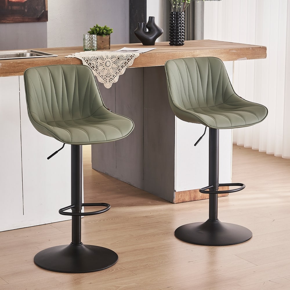 Adjustable Swivel Bar Stools Set of 2 Modern Upholstered Counter Stools