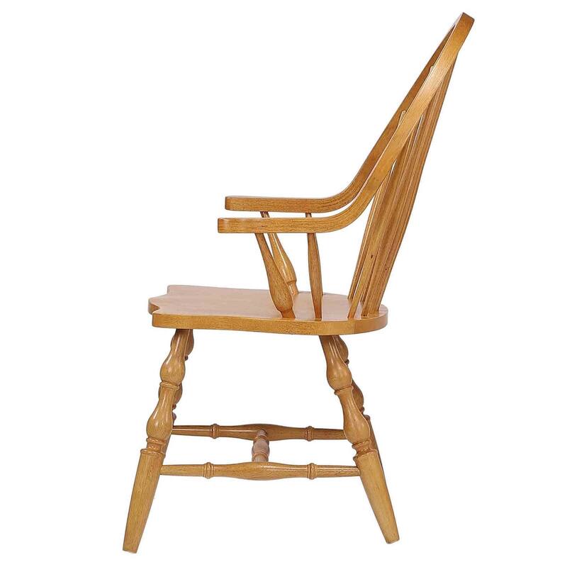 Distressed Windsor Style Dining Arm Chair - 41" - Light Brown