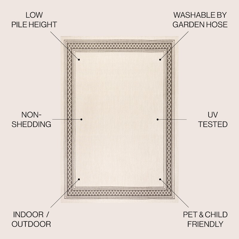 JONATHAN Y Havana Classic Diamond Border Indoor/Outdoor Area Rug