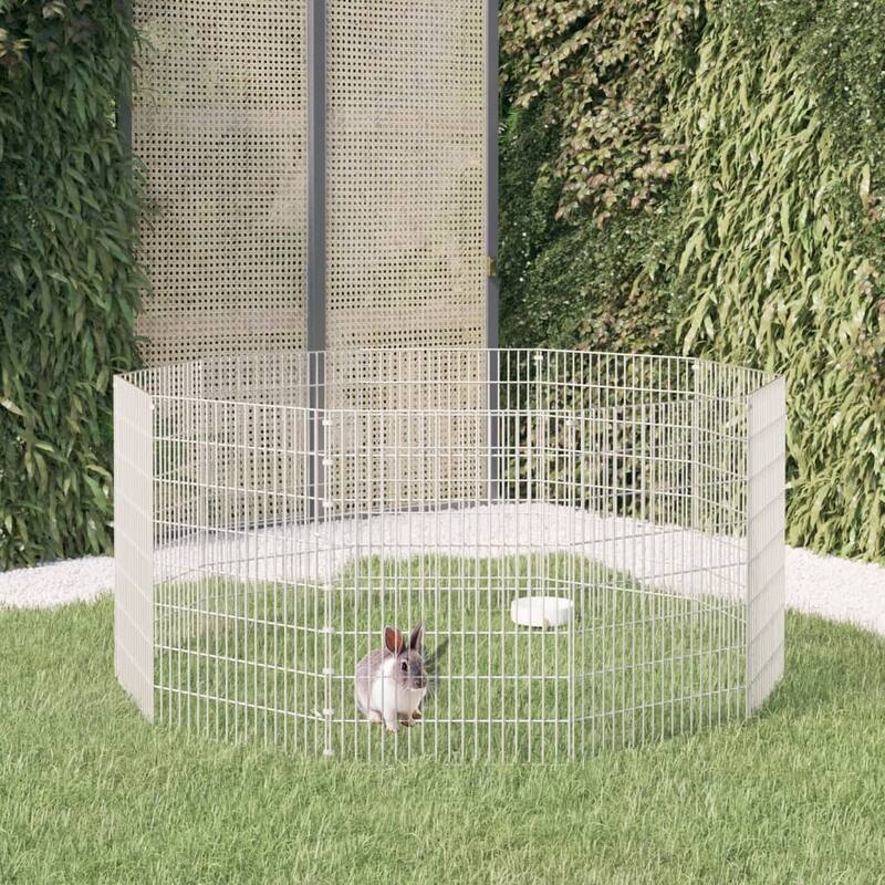 vidaXL Free Range Animal Enclosure Rabbit Hutch Free Range Pen Galvanized Iron - 21.3" x 31.5" 10-panel