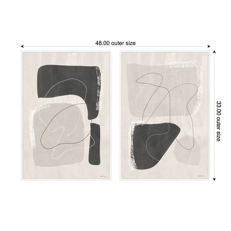 Kate and Laurel Abstract Shapes 01 & 02 2 Piece Framed Canvas Wall Art Set by Gabrielly Guedes