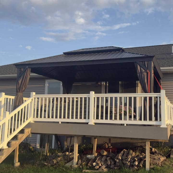 PURPLE LEAF Outdoor Galvanized Steel Hardtop Gazebo, Aluminum Frame Gazebo With Curtains