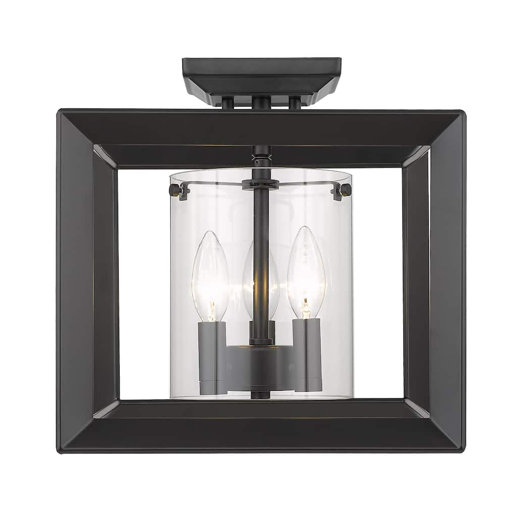 Golden Lighting Smyth 3 Light 12" Wide Semi-Flush Square Ceiling