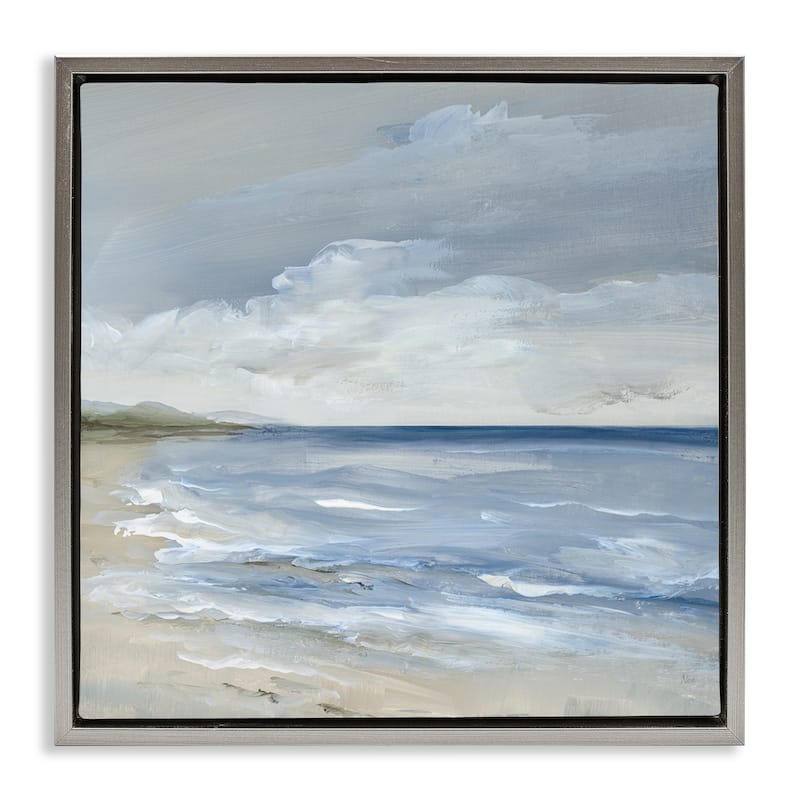 Stupell Stormy Beach Landscape Framed Floater Canvas Wall Art Design By Nan - 25 x 25 - Grey