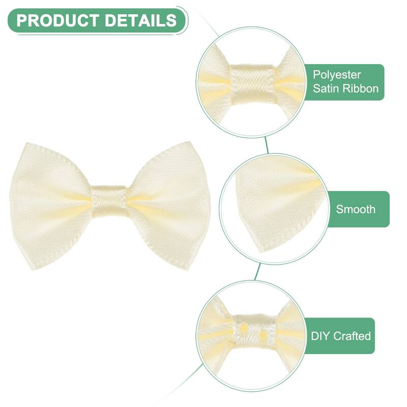 120-Pack Mini Craft Ribbon Bow 1.5x1 Inch for Craft DIY - Beige Yellow