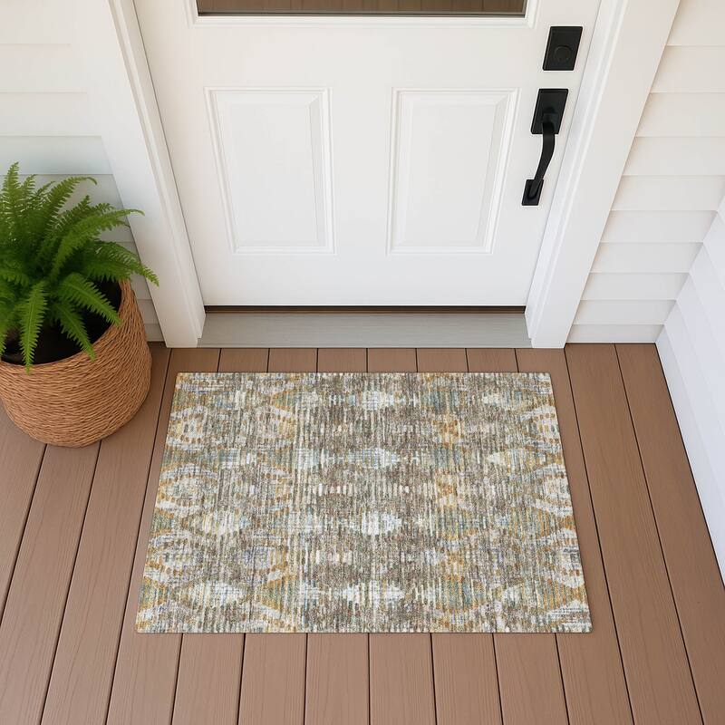 Machine Washable Indoor/ Outdoor Modern Ignacio Chantille Rug - Brown - 1'8" x 2'6"