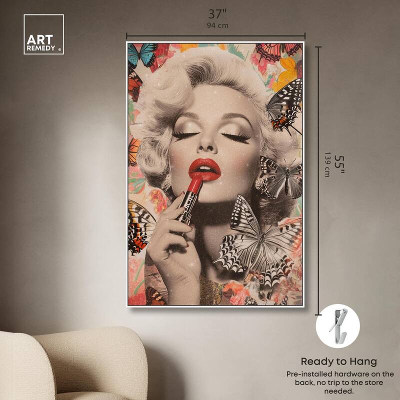 Iconic Lady Butterfly Collage Canvas by Art Remedy