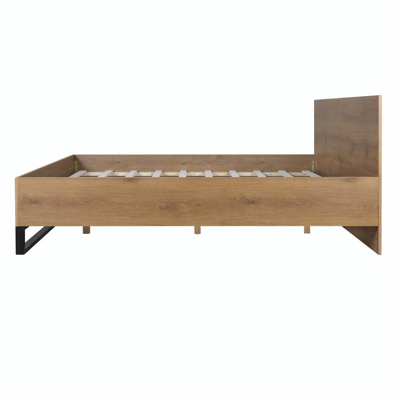 Engineered Wood Bed Frame, Natural & Black Color