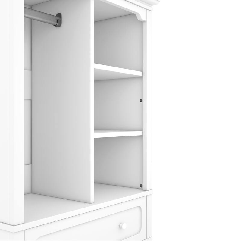 Open Children's Wardrobe with A Hanging Rod and Open Shelves