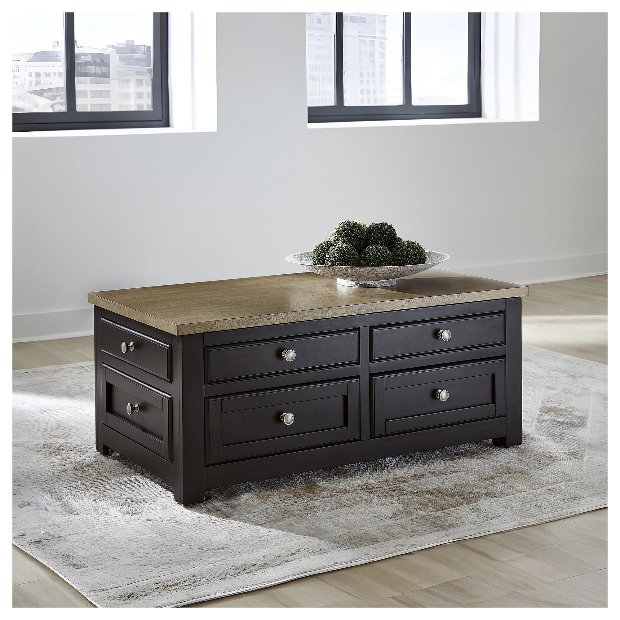 Signature Design by Ashley Drazmine Dark Brown/Light Brown Lift Top Cocktail Table - 46" W x 26" D x 19.5" H