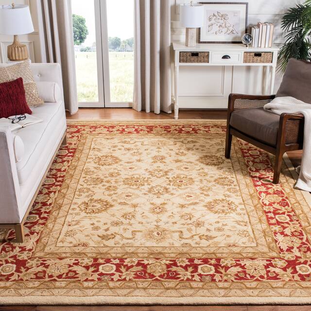 SAFAVIEH Anatolia Angeline Traditional Oriental Hand-spun Wool Rug - 6' x 9' - Ivory/Red