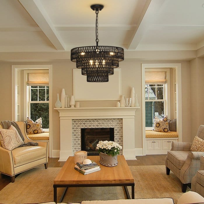 6-Light Boho Rattan Chandelier
