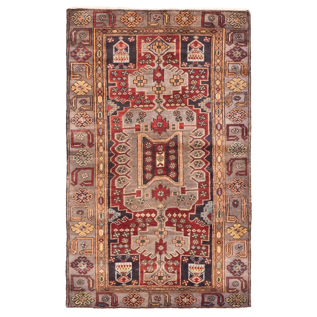 ECARPETGALLERY Hand-knotted Konya Anatolian Red Wool Rug - 3'11 x 6'6