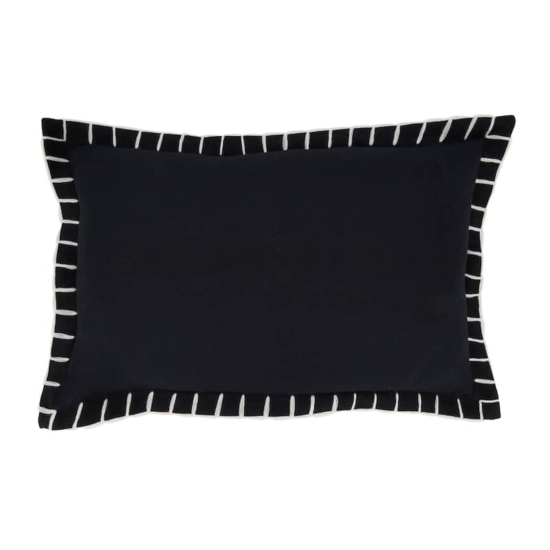Simple Elegance Chunky Whip Stitch Throw Pillow - Cover Only - 12"x20" - Black