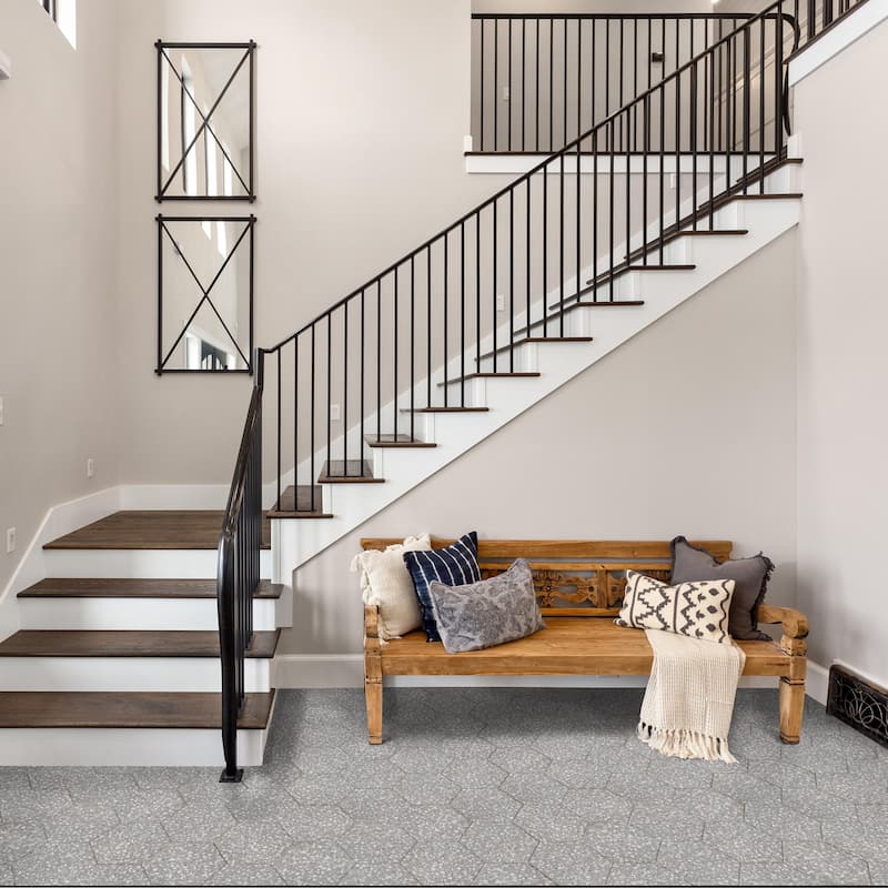 Merola Tile Venice Hex XT Silver 8-5/8" x 9-7/8" Porcelain Floor and Wall Tile